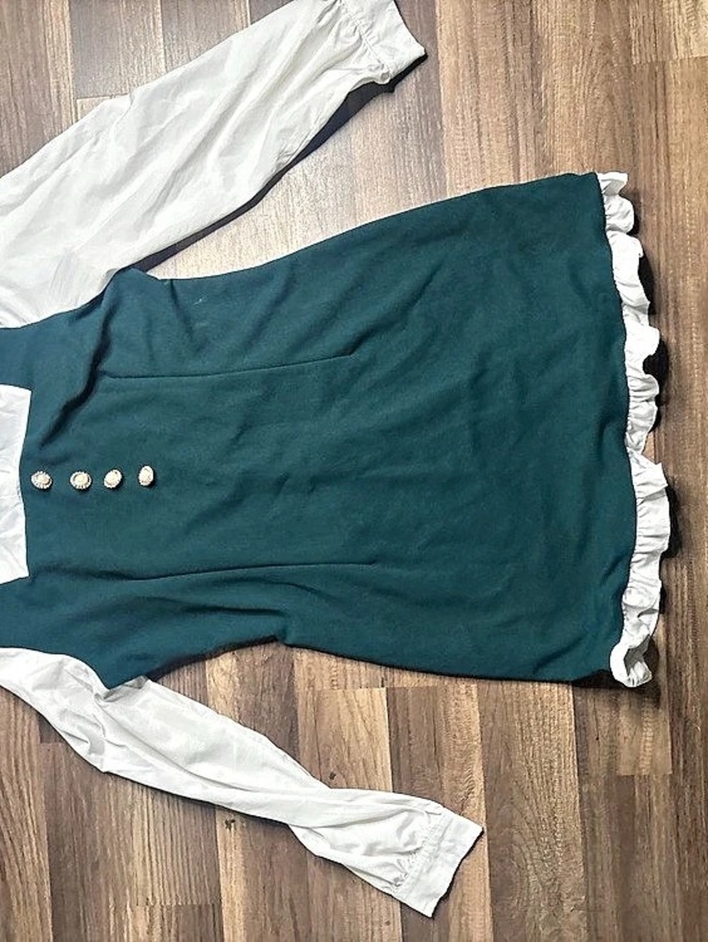 Green & White Ruffle Mini Dress - Picture 2 of 2